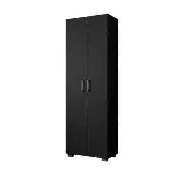 Imagem de Estante De Livro Office 5 Prateleiras Com Portas Cor Preto - Móveis Le