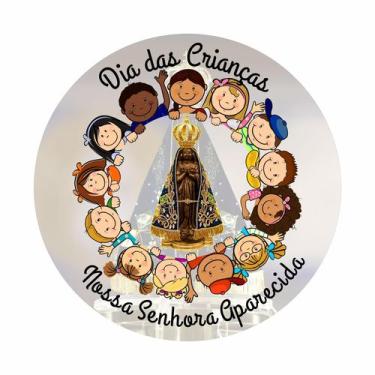 Imagem de Painel de Tecido Sublimado Redondo Nossa Senhora Aparecida Círculo Cri