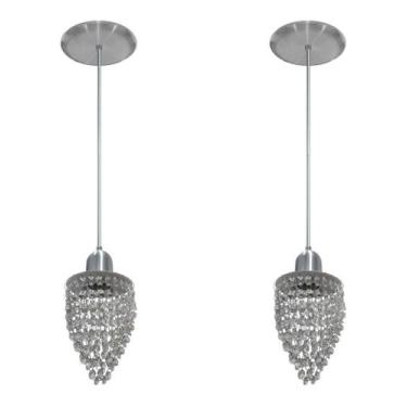 Imagem de Kit 02 Lustres Pendentes De Cristal Para Cabeceira De Cama Fio com 2 m