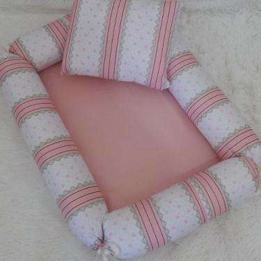 Imagem de Ninho Redutor de Berço para Bebê Menina com Zíper + Almofadinha 2 peça