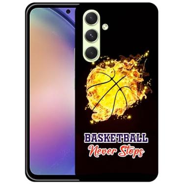 Imagem de SM CASES Capa para Samsung Galaxy A54 5G - Basketball Fire Ball Design impresso 3D Capa de plástico rígido para Samsung Galaxy A54 5G.