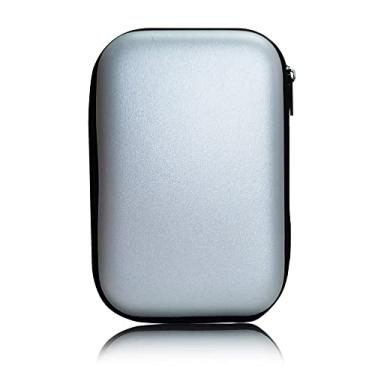 Imagem de Bolsa de transporte para disco rígido, bolsa de armazenamento, bolsa de transporte universal compatível com Western Digital WD Elements Seagate, estojo de viagem à prova de choque EVA de 6,3 cm (prata)