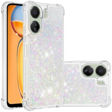 Imagem de Monwutong Capa de telefone de ajuste fino para Redmi 13C, TPU macio com glitter líquido efeito areia movediça capa elegante, capa de proteção de tela e câmera para Redmi 13C 4G/5G, LSWT colorida