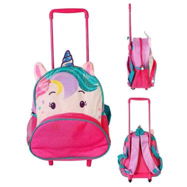 Imagem de Mochila Escolar Infantil Com Rodinhas Unicórnio Roxo