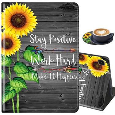Imagem de Capa e porta-copos para Samsung Galaxy Tab A7 Lite 2021, suporte ajustável à prova de choque para Samsung Tab A7 Lite 8,7 polegadas (SM-T220/T225/T227), citação inspiradora de girassol (com