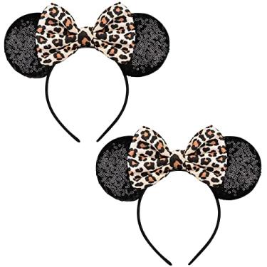 Imagem de FANYITY Orelhas de fantasia da Minnie, 2 faixas de cabeça para orelhas de Mickey para meninas e mulheres, tamanho livre (leopardo 2)