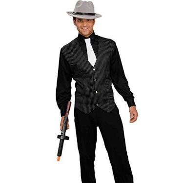 Imagem de Forum Novelties Camisa masculina de Gangster, colete e gravata – Escolha o tamanho, Preto/branco, Tamanho Único