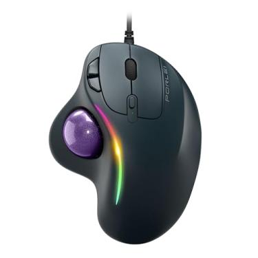 Imagem de Mouse trackball com fio, design ergonômico confortável reduz a tensão muscular, fácil controle do polegar, rastreamento preciso com 5 opções de DPI, interface dupla USB-C/USB-A compatível com PC