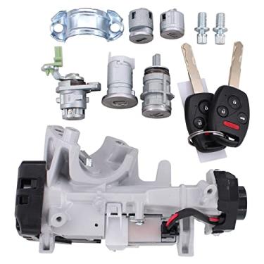 Imagem de MOTOKU Interruptor de ignição, trava de cilindro, caixa de partida, tampa de combustível, corrimão, porta-luvas, fechadura de porta de emergência com 48 fichas, chaves imobilizadoras, conjunto de bloqueio completo para Honda Accord 2003-2007