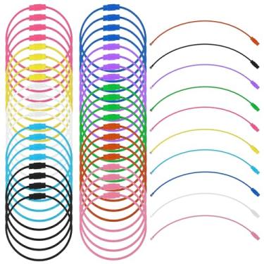 Imagem de NQEUEPN 50 argolas grandes para chaveiros, 15,2 cm, cores variadas, chaveiro, chaveiro, corrente de cabo, anéis para caminhadas, acampamento, pendurar etiquetas de bagagem, chaves e porta-etiquetas de