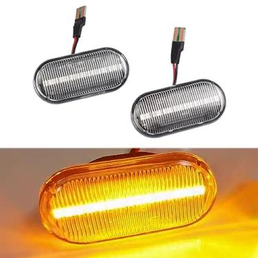 Imagem de 2 peças de luzes de LED dinâmicas com marcação lateral de 12 V para Nissan Qashqai J10 Micra C Frontier D40 Navara Versa Xterr NP300 (transparente)