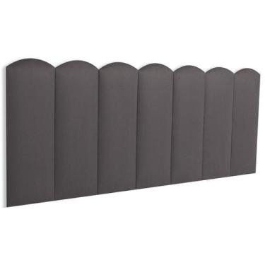 Imagem de Cabeceira Casal Estofada de Colar na Parede Kit 7 Placas Modelo Nuvem 