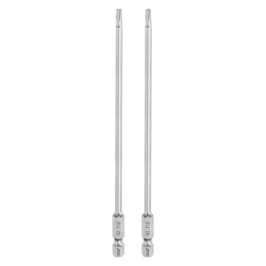 Imagem de HARFINGTON 2 peças T15 Torx Bit 1/10.2 cm haste hexagonal 15 cm de comprimento S2 aço magnético resistente à adulteração cabeça Torx com furo de grau industrial para brocas de chave remover parafusos