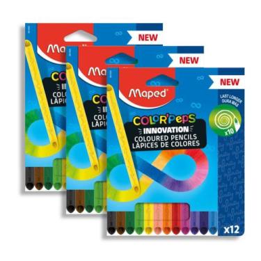 Imagem de Kit 03 Lápis de Cor 12 Cores Infinity Color'Peps Triangular Infinito M