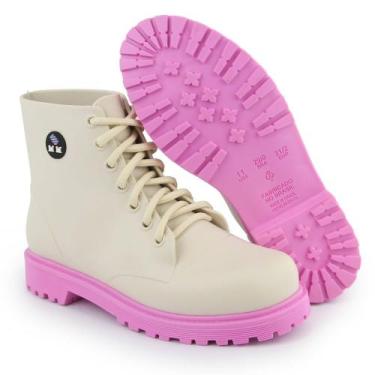 Imagem de Bota Coturno Infantil Feminino Menina Injetado Plástico Galocha Com Ca