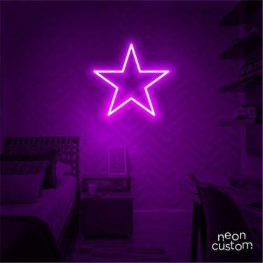 Imagem de luminaria letreiro Neon Led Estrela 100x100 luminoso decoração p/ self