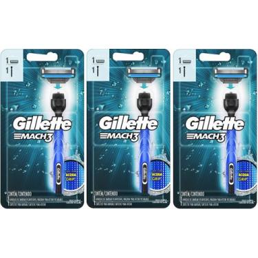 Imagem de Kit 3 Aparelho de Barbear Gillette Mach3 Acqua-Grip +3 Refil