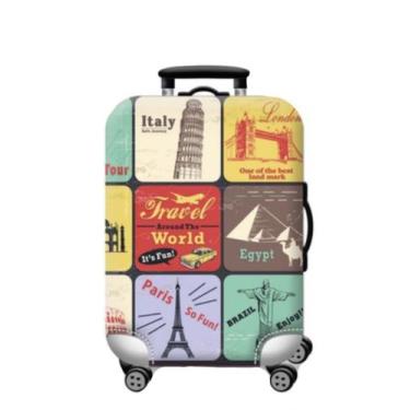 Imagem de Capa para mala de viagem estampa selos de viagem tamanho g - Mimos e V