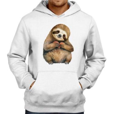 Imagem de Moletom Bicho Preguiça Coração - Foca na Moda, Branco, GG