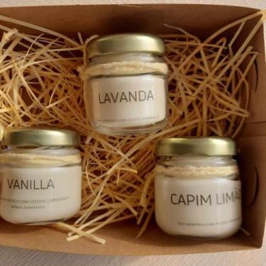 Imagem de Kit 3 Mini Vela Aromática Perfumada Lavanda Vanilla CapimLim - Likare 