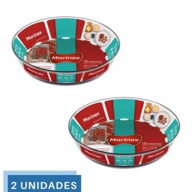 Imagem de 2 Assadeiras Redonda Vidro 2,4L Assados Doces Tortas Marinex - NADIR F