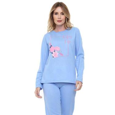 Imagem de Pijama Longo Moletinho Doce Luar 10870 Floral, M, Azul céu