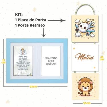 Imagem de Kit Infantil Bebê com Placa de Porta Maternidade e Porta Retrato com O