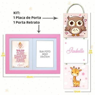 Imagem de Kit Infantil Bebê com Placa de Porta Maternidade e Porta Retrato com O