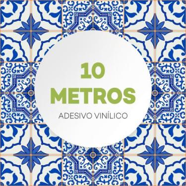 Imagem de Papel Parede Adesivo Azulejo Cozinha Azul Retro Lavável  - Criptonita,