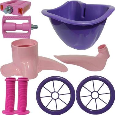 Imagem de Kit Cestinha Manopla Rodinha avulsa Para Lama Bike 16 Nathor, Roxo 1