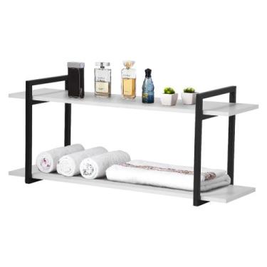 Imagem de Nicho Banheiro Preto Com Prateleiras Branco 60cm - HomeDecor