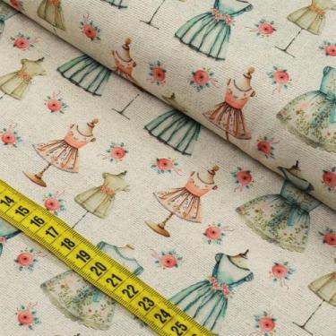Imagem de Tecido Estampado Para Patchwork - Costura Retrô : Manequins (0,50x1,50