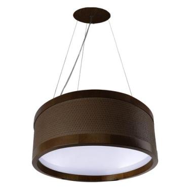 Imagem de Pendente Antares Rattan de Madeira Redondo Madeluz 40x18 cm Imbuia
