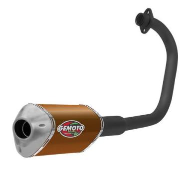 Imagem de Escapamento Esportivo Gemoto Racing 3 Trioval Curva Preta Titan 150 Ks