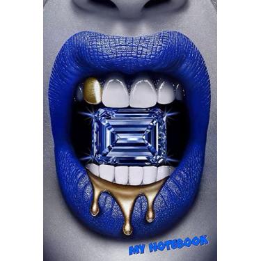 Imagem de Pop Art My Notebook: Girl with blue lips with a diamond in her teeth on the cover. The Pop Art composition notebook wide ruled is perfect for kids, ... paperback notebook, a dream come true gift.