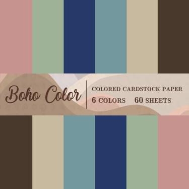 Imagem de AnyDesign 60 folhas 21 x 28 cm Boho colorido cartolina papel branco grosso cartões de cor neutra papel para scrapbook papel para impressões, artesanato, escola, escritório, material de casa, 29,5 kg