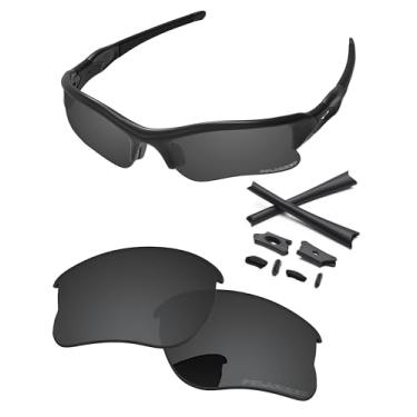 Imagem de PapaViva Lentes de reposição e kits de borracha para óculos de sol Oakley Flak Jacket XLJ OO9009 63 mm, Preto liso, Flak Jacket XLJ
