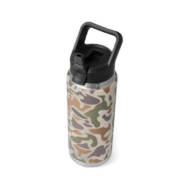 Imagem de YETI Garrafa Rambler de 740 ml, isolada a vácuo, aço inoxidável com tampa de palha, camuflagem bege