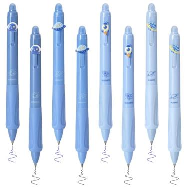 Imagem de Valtiner 8 canetas de gel apagáveis, caneta retrátil apagável com ponta fina de 0,5 mm, aderência de silicone confortável para acessórios de escritório, material escolar e presentes (azul)