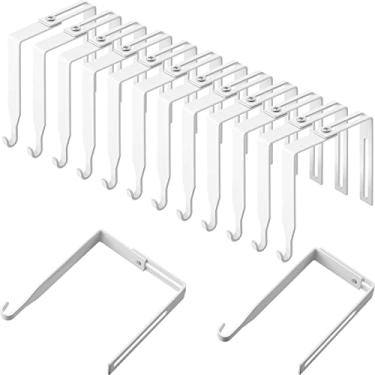 Imagem de Cabides ajustáveis para cubículos universal conjunto de ganchos de metal para espelho de porta, ajustável para painéis com espessura de 3,5 a 8,5 cm para quadro branco de escritório (branco, 12 peças)
