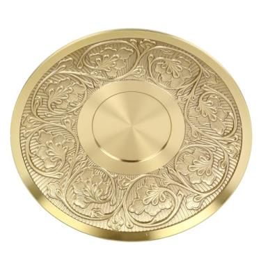 Imagem de Xícara de chá Pequena retrô de Latão, Padrões Em Relevo Requintados, Resistente para Licor de café e chá, para Festas, Casamentos (Pires)