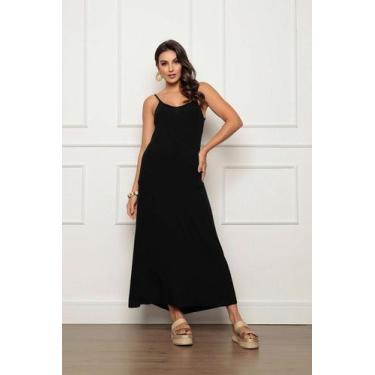 Imagem de Vestido Longo de Alcinha com Bolsos Preto - Zipituka, Preto, GG