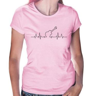 Imagem de Baby Look Violão Batimentos Cardíacos - Foca na Moda, Rosa bebê, G