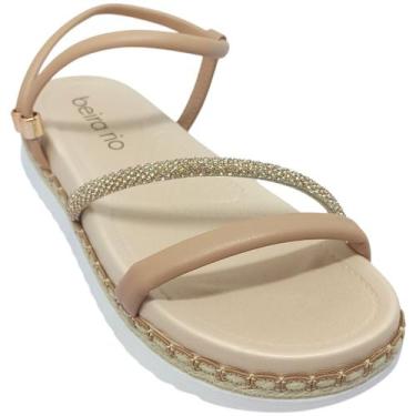 Imagem de Sandália Beira Rio Feminina Casual com Strass, Nude, Ouro rosado, 35