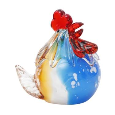 Imagem de FLCPJGV Freno de galinha de vidro Decoração de mesa de mesa colecionáveis ​​Decorative Desktop Ornament Miniature Animal Fatuine para estante de livros