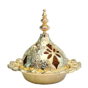 Imagem de Suporte de incenso, queimador de incenso árabe, queimador de óleo de torre dourada oca, difusor árabe, estatuetas vintage, decoração de casa, queimador de incenso, suporte de incenso de hotel