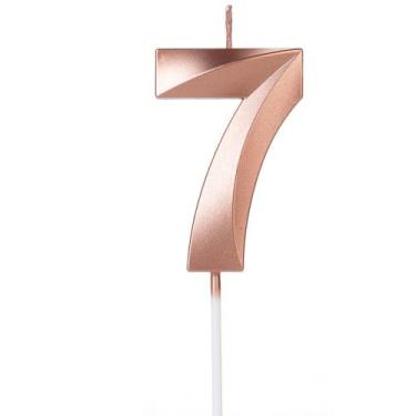 Imagem de Vela Aniversário Design Rosé Gold Pérola Número 7 - 01 unid - Silverfe