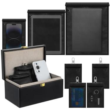 Imagem de Dansydaisy Pacote com 8 gaiolas Faraday, 1 caixa grande Faraday com 7 bolsas Faraday (G, M e P) para chaves de carro, laptops, tablets, telefones, protetor de chave Faraday à prova de fogo e à prova