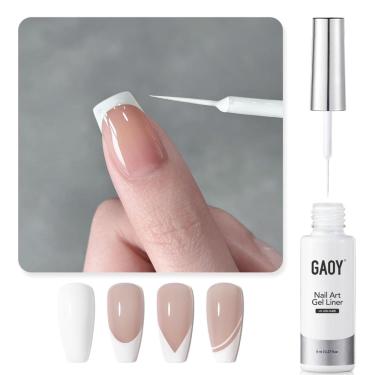 Imagem de Verniz de unhas em gel GAOY White Swirl Art Liner 8 mL com pincel fino