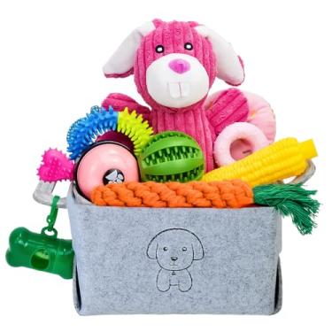 Imagem de MRSOHRET 20 peças de brinquedos para mastigar filhotes para dentição, brinquedos para mastigar cães com corda, escova de dentes para cães de estimação, bolas de petisco, brinquedos de pelúcia e